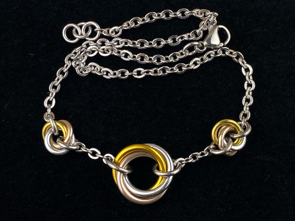 Anklet or Bracelet Day Collar -Lovers O Ring Gold, Silver, Rose Gold- Locking Options 24/7 Wear