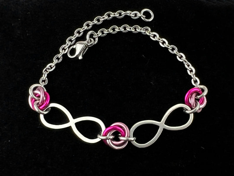 Anklet or Bracelet Infinity -Lovers O Ring Knots, Day Collar with Locking Options 24/7 Wear