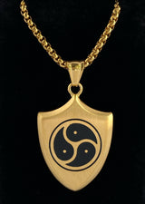 BDSM Master Mistress Gold Owner Shield Symbol Necklace