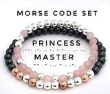 Submissive Day Collar Bracelet Morse Code Master and Princess