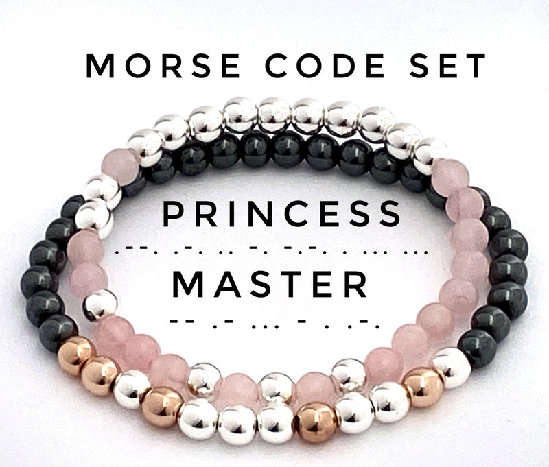 Submissive Day Collar Bracelet Morse Code Master and Princess