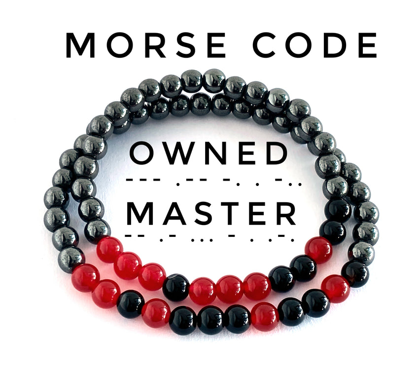 Morse Code Bracelet Set, Owned, Daddy, Baby Girl, Master, Princess