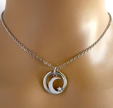 Submissive Necklace Moon and Star -  Locking Options - Discreet Day Collar - BDSM O Ring 24/7 Wear