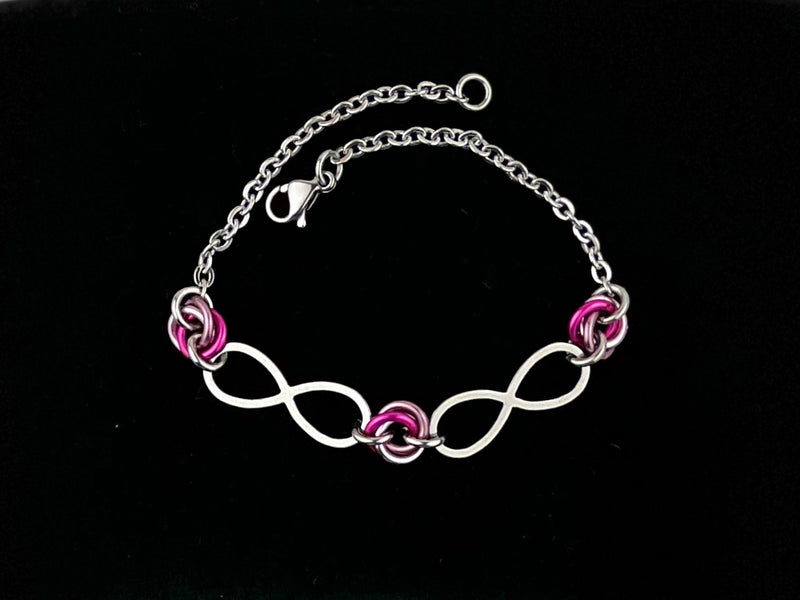 Anklet or Bracelet Infinity -Lovers O Ring Knots, Day Collar with Locking Options 24/7 Wear
