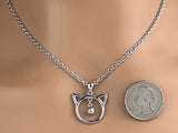 Sterling Silver Kitten with Bell, 24/7 wear with Locking Options