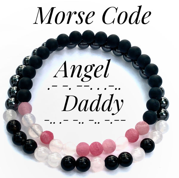 Morse Code Bracelet Set, Daddy, Master, Sir, Angel