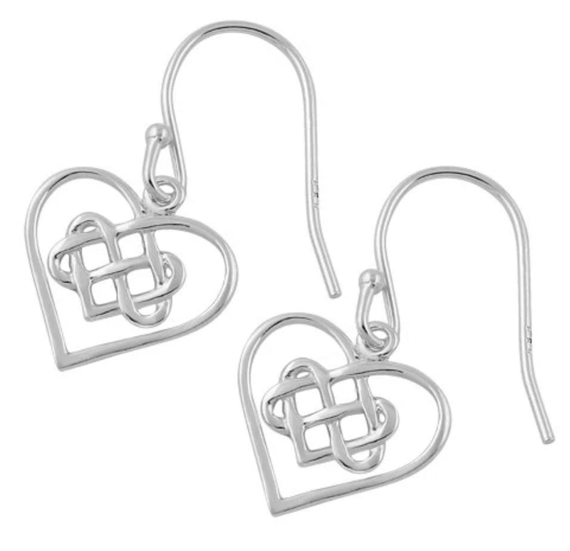 Sterling Silver Heart Knotted Earrings