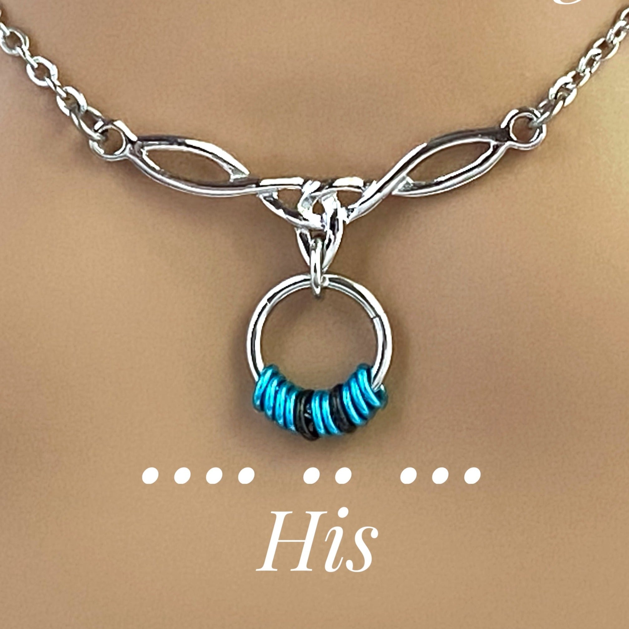 Morse Code "His" Celtic necklace by Captive Collars