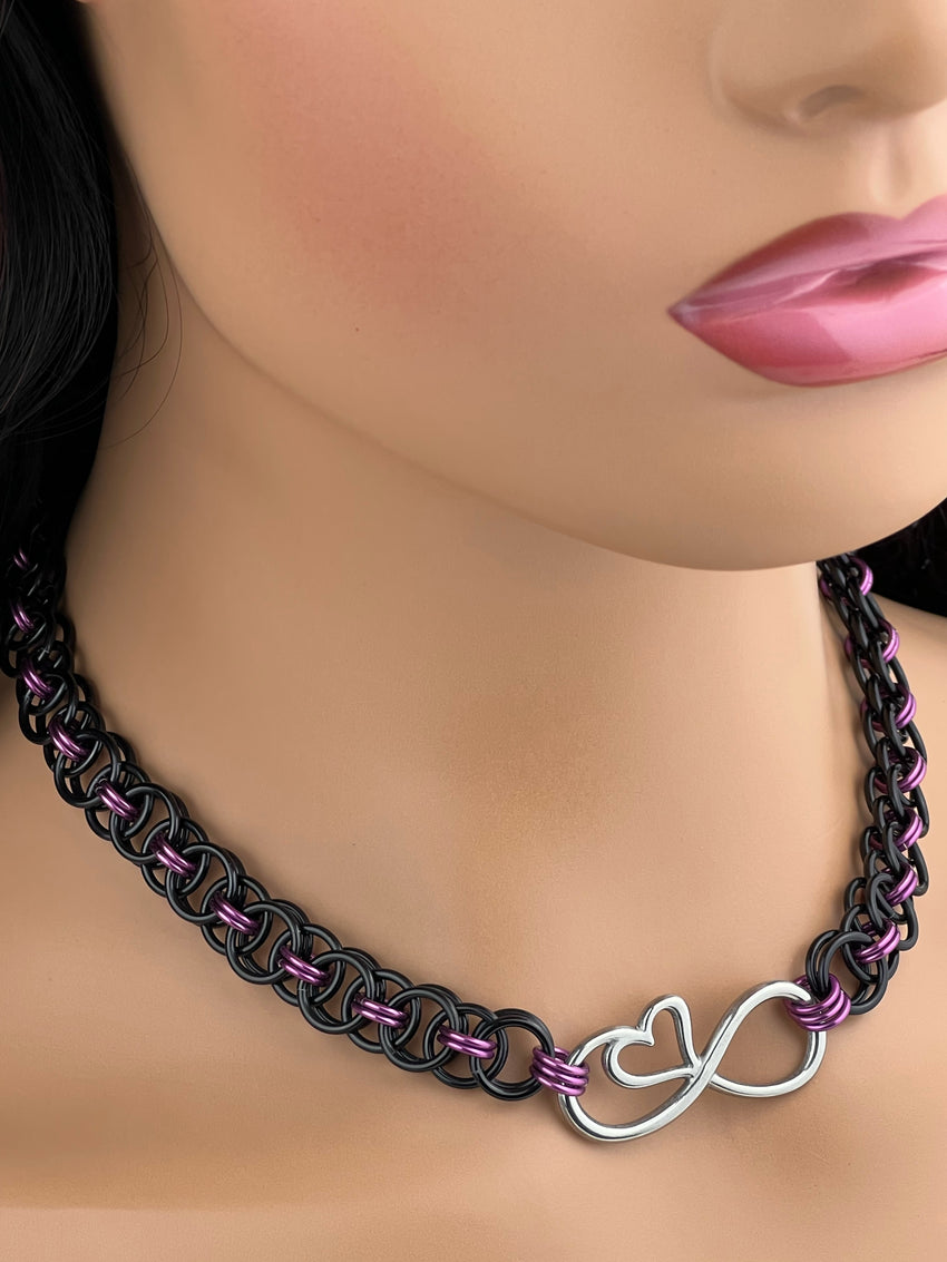 Chainmaille Infinity Heart Day Collar 24/7 Wear