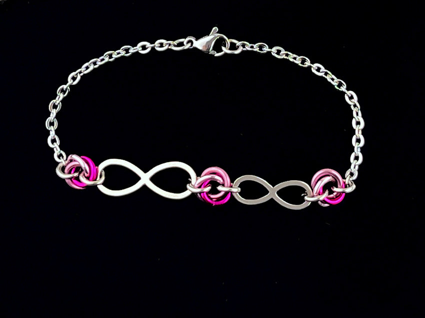 Caregiver and Little Anklet or Bracelet Infinity -Lovers O Ring Knots, Day Collar with Locking Options 24/7 Wear