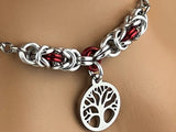Tree of Life with Lovers O Ring, 24/7 Wear Locking Options