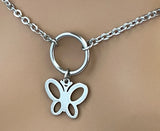Submissive Necklace Discreet O Ring Butterfly Day Collar 24/7 Wear with Locking Options
