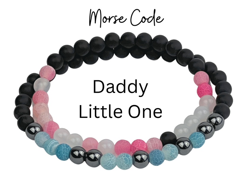 Morse Code Bracelet Set Daddy, Baby Girl, Kitten, Little One, Princess