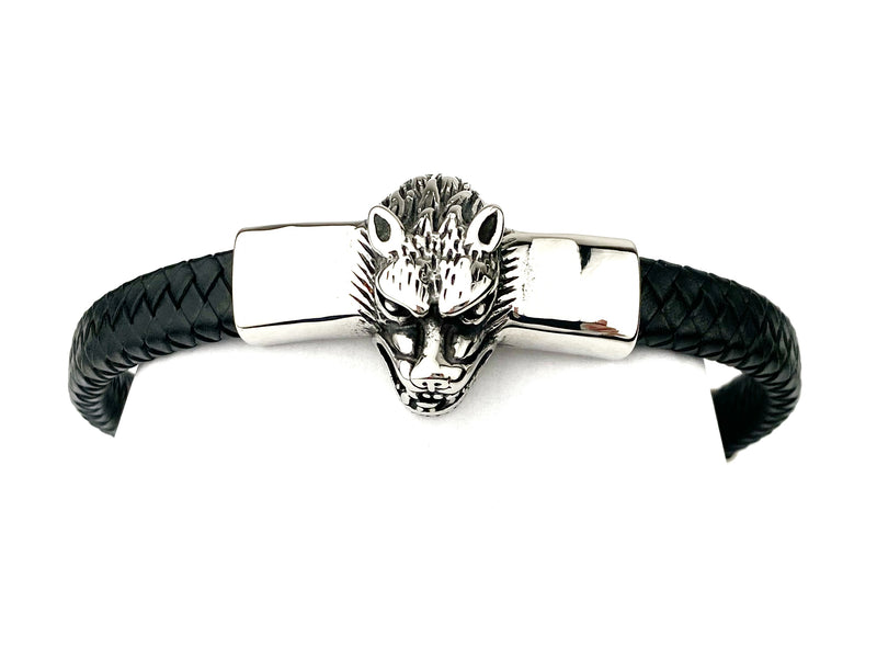 Leather Men's Wolf Bracelet