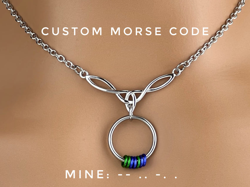 Sterling Silver Celtic Knot with Custom Morse Code