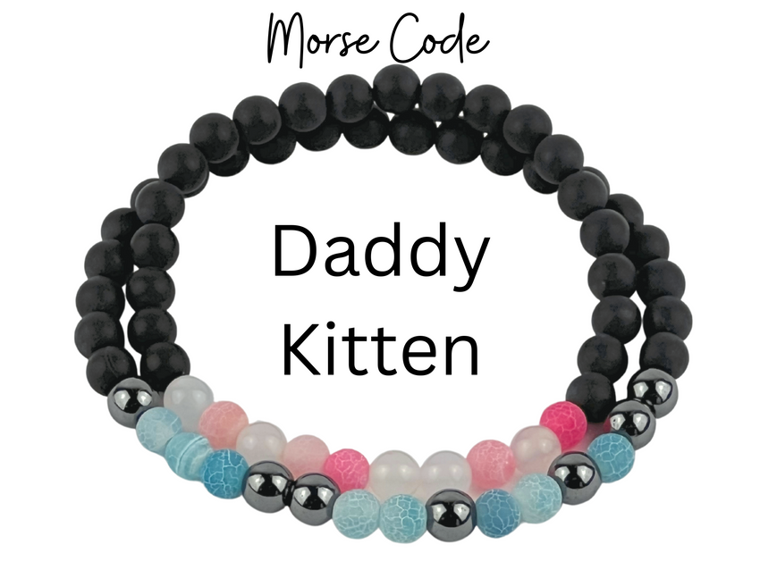 Morse Code Bracelet Set Daddy, Baby Girl, Kitten, Little One, Princess