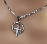 Cross Religious Submissive Day Collar, BDSM O Ring - 24/7 Wear Locking Options