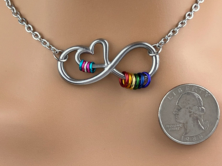 Infinity Heart Transgender Necklace - LGBTQ Pride Rainbow