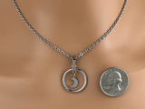 Submissive Day Collar -Floating Circle Pendant with Moon Necklace - 24/7 Wear Locking Options