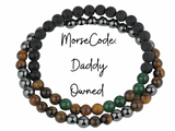 Morse Code Bracelet Set, Daddy, Owned, Submissive, Master