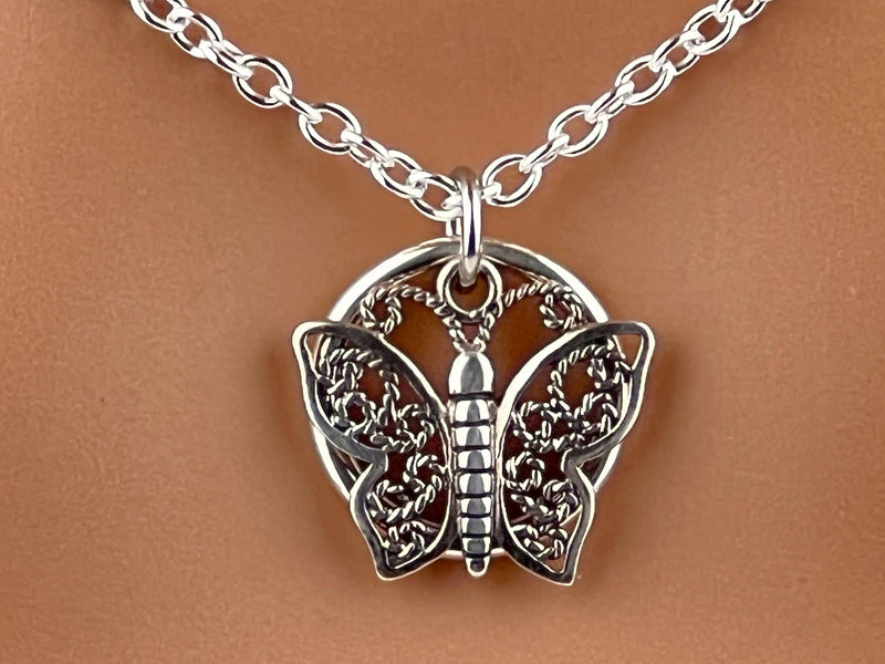 Sterling silver O Ring Rope Butterfly - Locking Options 24/7 Wear