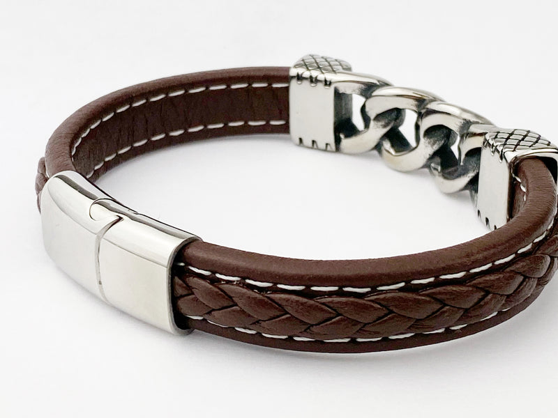 Leather Chain link Bracelet