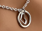 Sterling Silver Heart and O Ring Necklace - Locking Options 24/7 Wear
