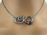 Infinity Heart Transgender Necklace - LGBTQ Pride Rainbow