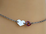 Submissive Day Collar Bracelet or Anklet – Stainless Steel Heart &amp; Micro Lovers O-Ring Knot