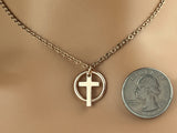 Submissive Necklace Rose Gold Cross- Locking Option - Discreet Day Collar - BDSM O Ring