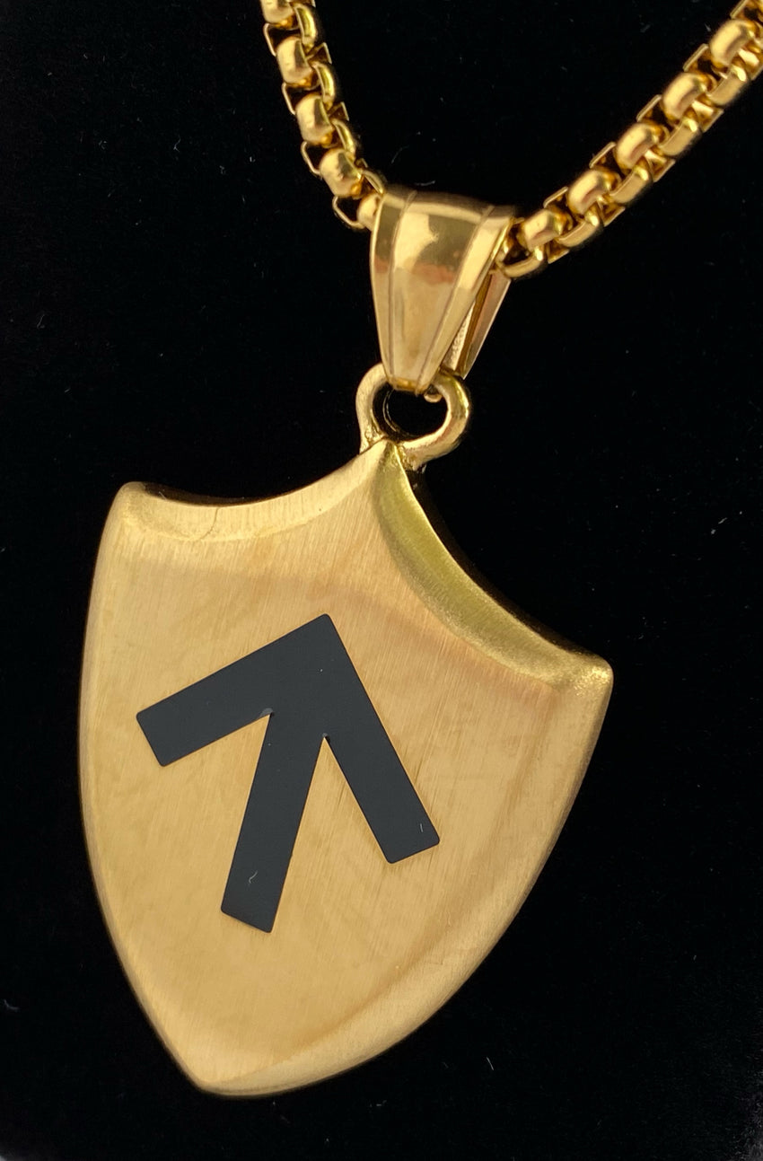 BDSM Master Mistress Gold Owner Shield Symbol Necklace