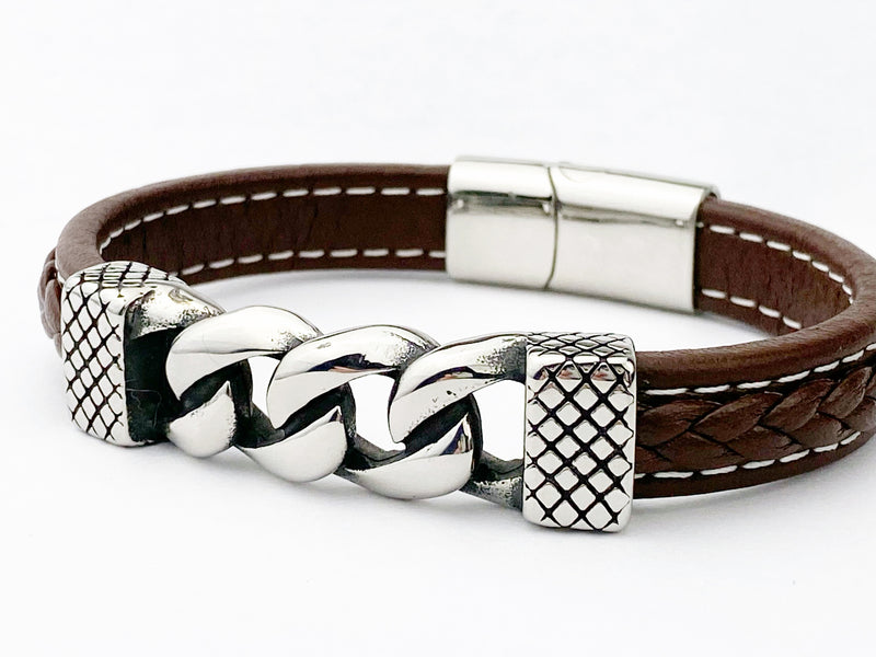 Leather Chain link Bracelet