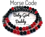 Morse Code Bracelet Set, Owned, Daddy, Baby Girl, Master, Princess